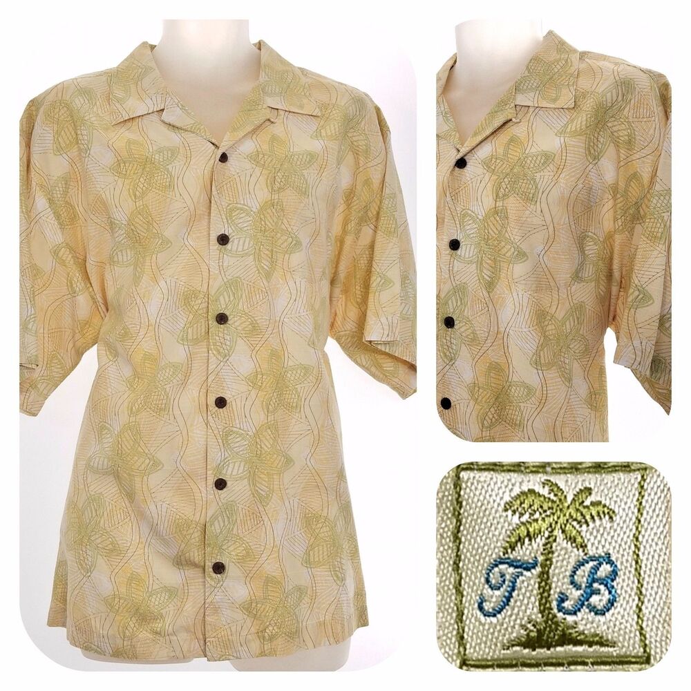 Tommy Bahama Hawaiian XL Mens Shirt SILK Linen Floral RELAX TB Short Sleeve S/S